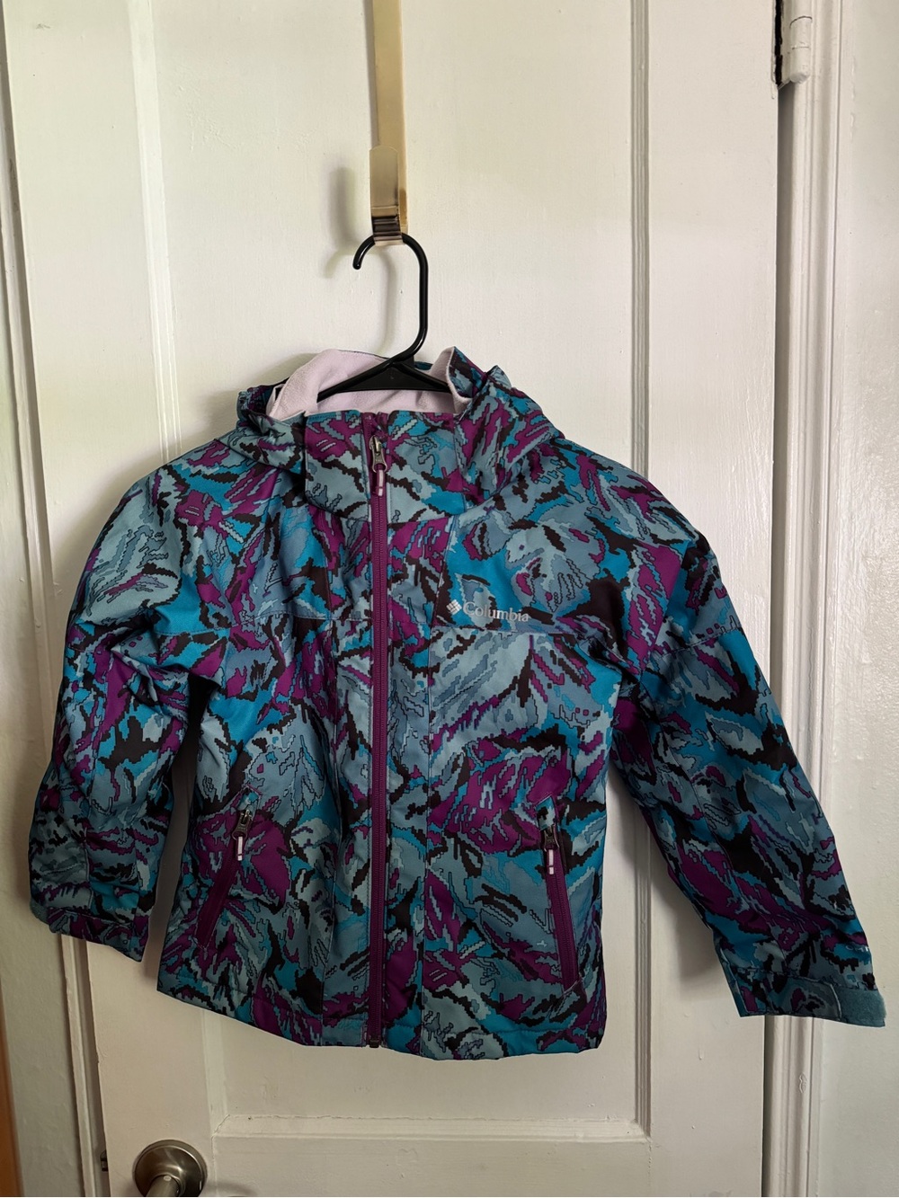 Columbia Kids Blue & Purple Patterned Waterproof Rain Jacket